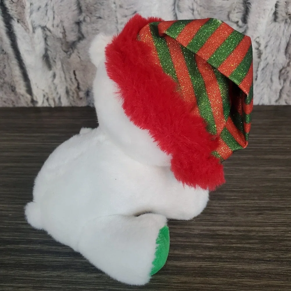 Ty Beanie Boos Paxton Polar Bear Plush, Striped Glitter‎ Santa Hat Christmas Toy